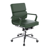 Nautilus Designs Avanti Medium Back Bonded Leather Executive Office Chair With Individual Back Cushions and Fixed Arms Green - BCL/5003/FGN DD